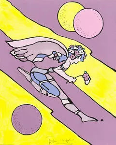 Descending Angel With Flowers by Peter Max