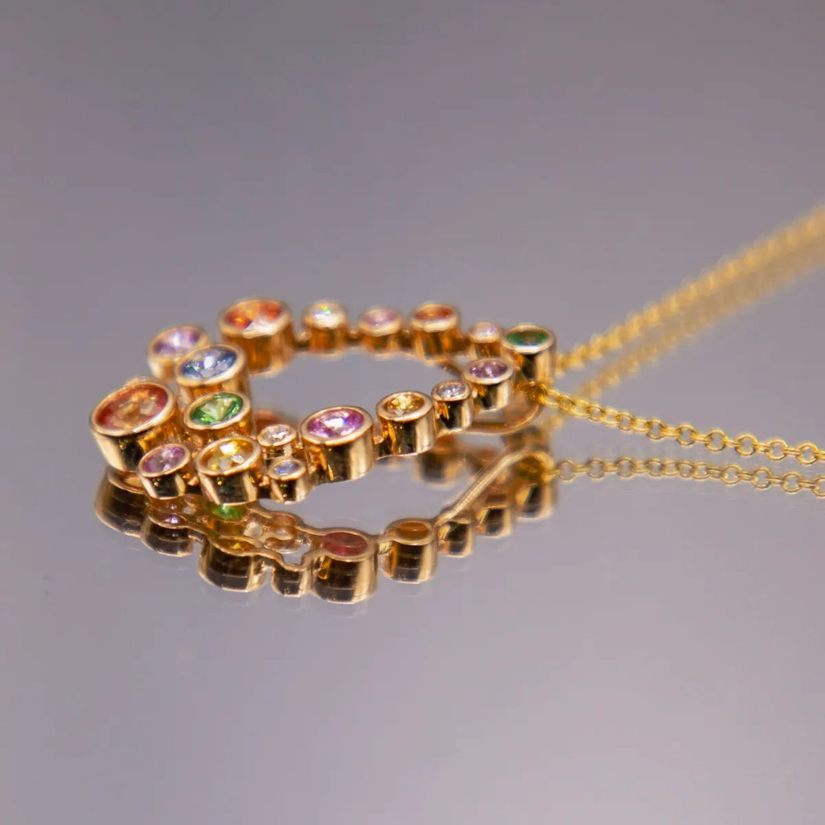 Yellow Gold Diamond Multi-Gem Pendant
