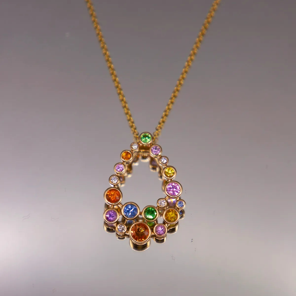 Yellow Gold Diamond Multi-Gem Pendant
