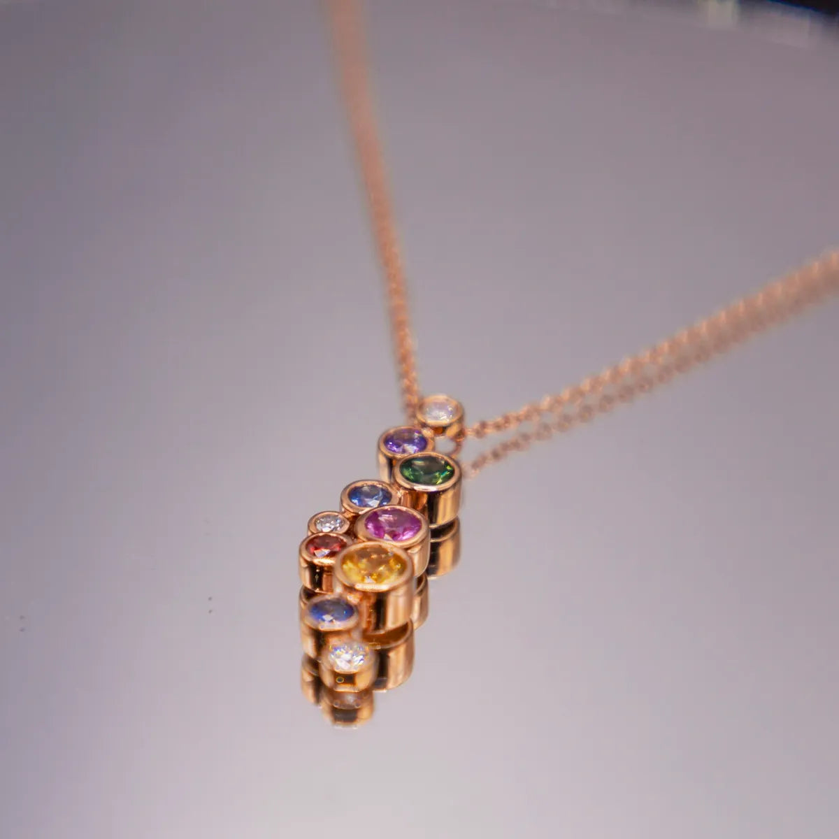 Rose Gold Multi-Gem Diamond Pendant