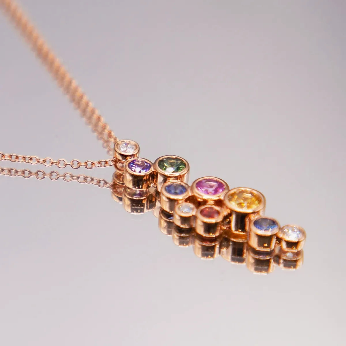 Rose Gold Multi-Gem Diamond Pendant
