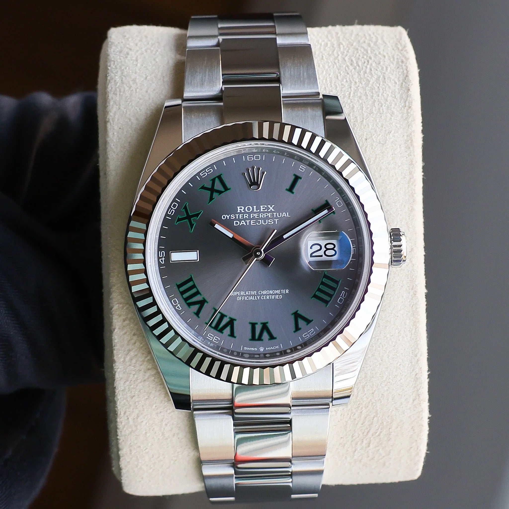 Rolex Datejust 41 mm 126334 NEW 2025 Slate Roman Wimbledon Oyster Steel