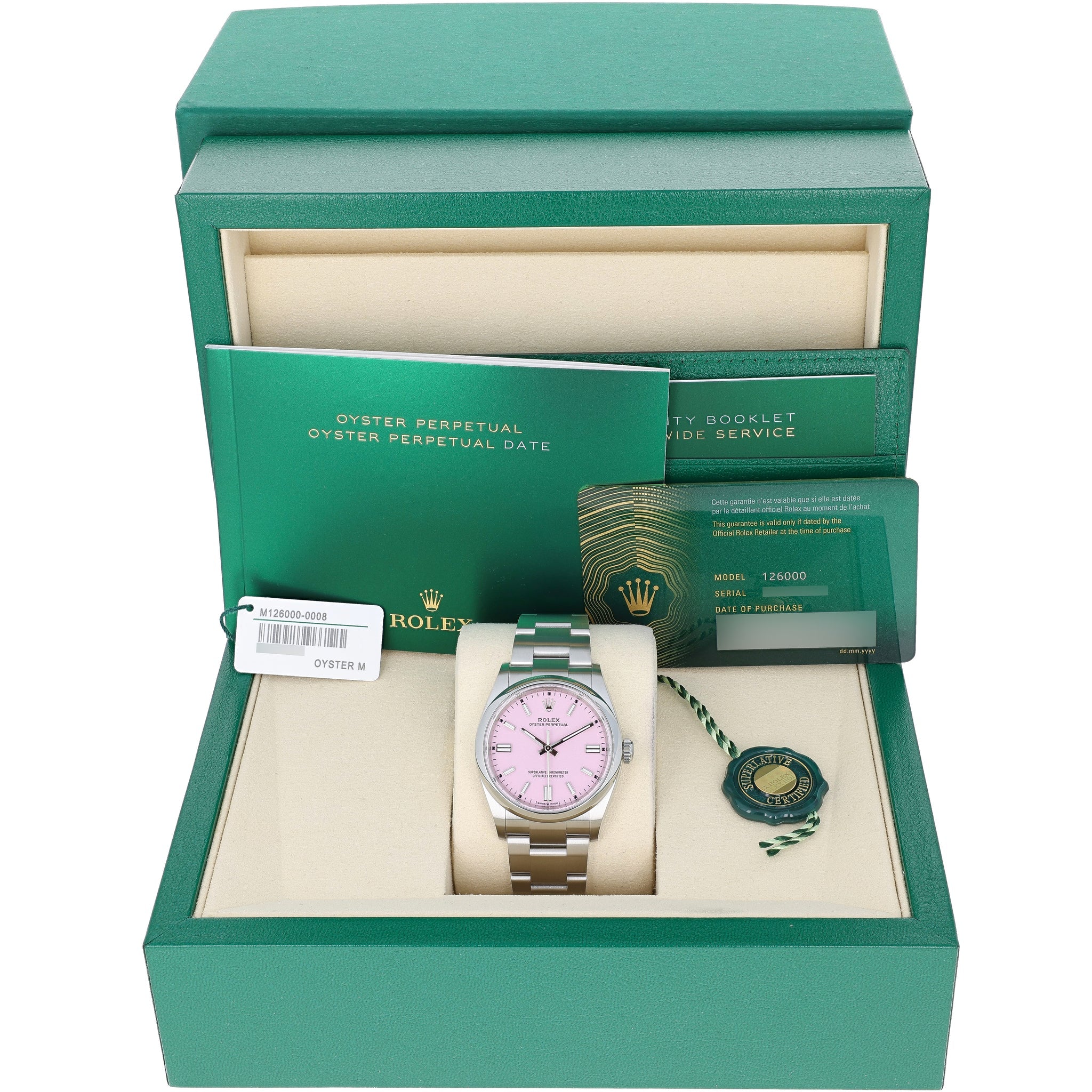 Rolex Oyster Perpetual 36 mm 126000 NEW Candy Pink