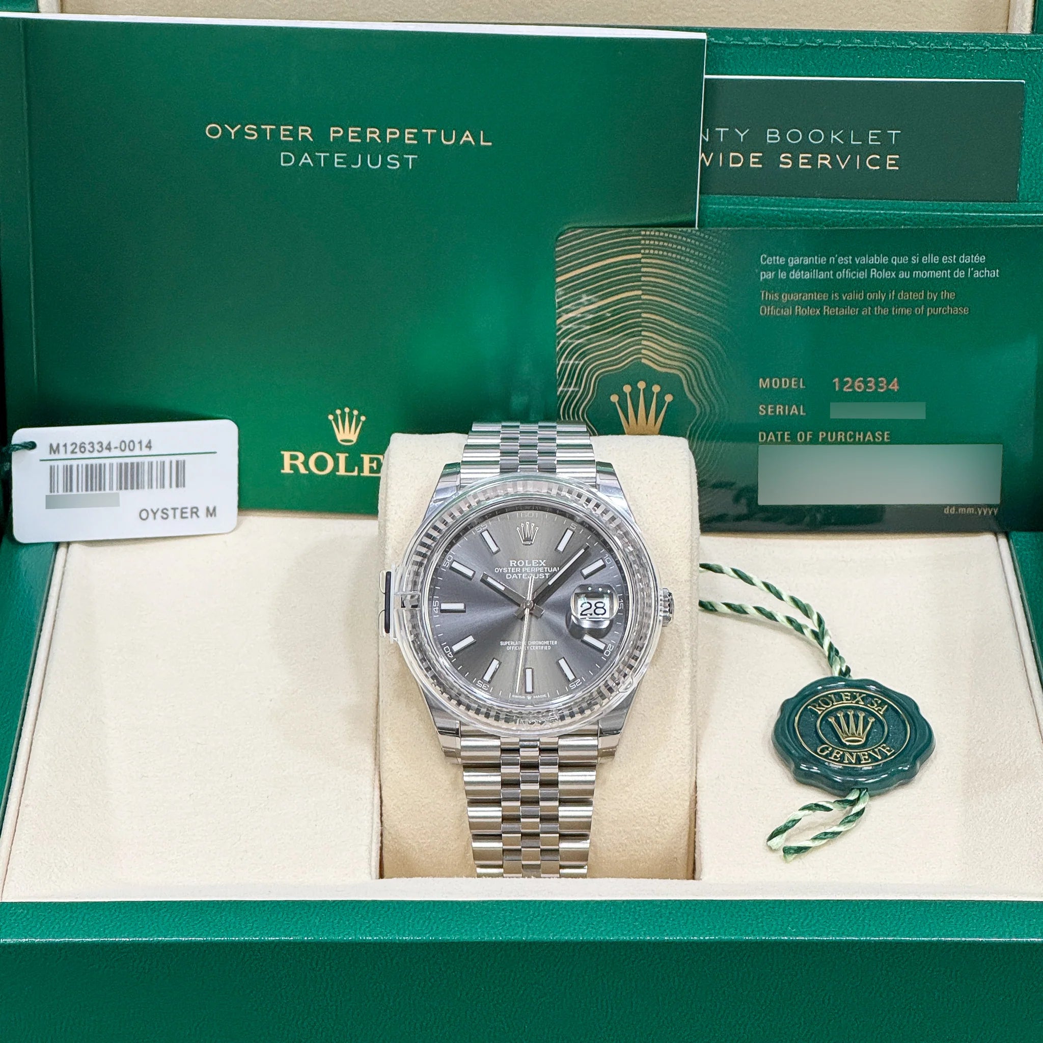 Rolex Datejust 41 mm 126334 Slate NEW STICKERS Rhodium Jubilee