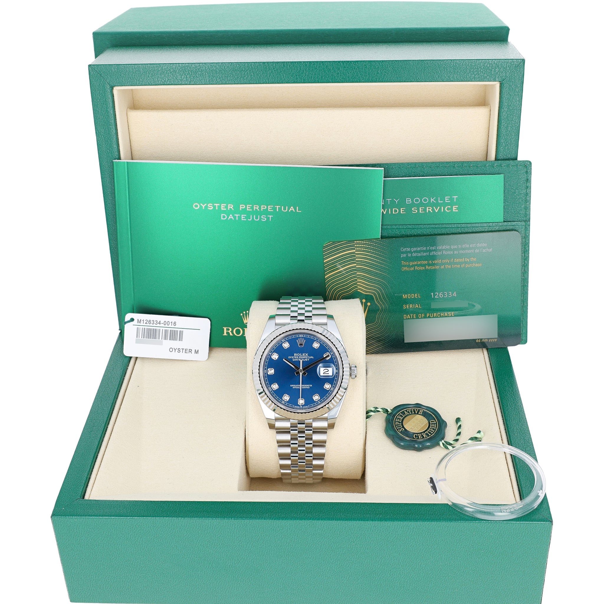 Rolex Datejust 41 mm 126334 Blue Diamonds NEW Jubilee