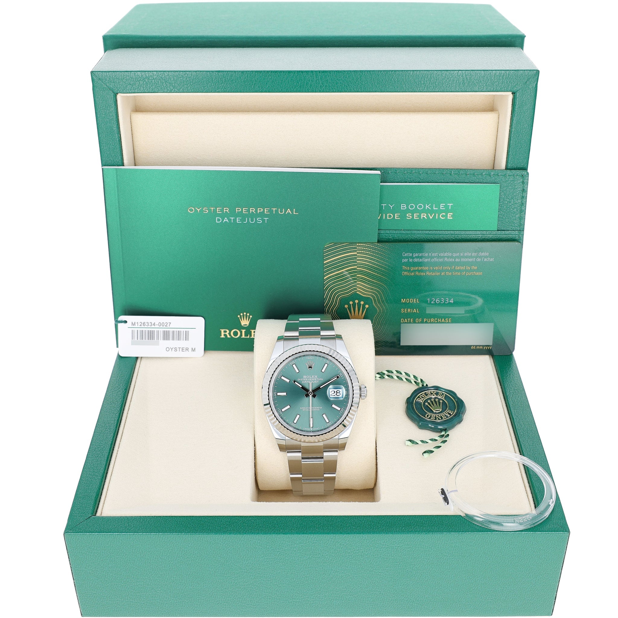Rolex Datejust 41 mm 126334 Mint Green NEW Oyster Steel