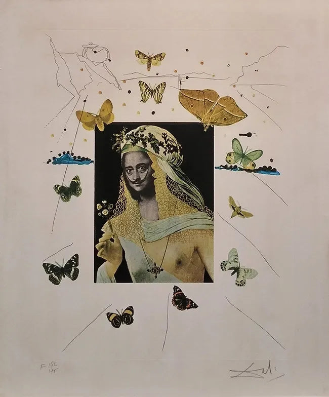 Surrealistic Portrait Of Dali Surrounded By Butterflies by Salvador Dali