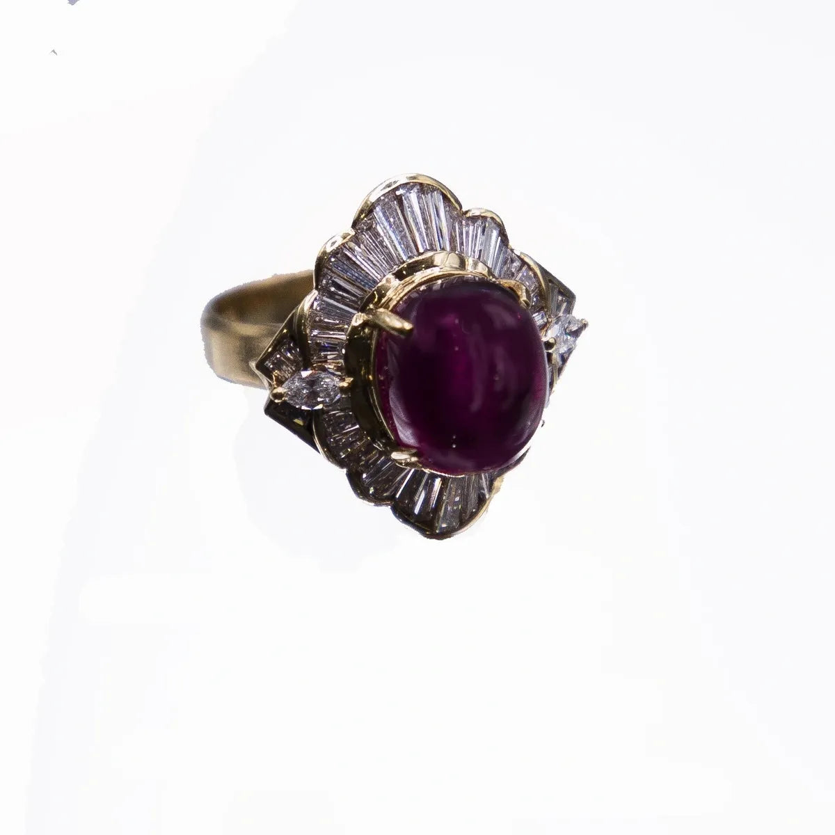 10.02 Carat Rubellite /18k Yellow Gold 2.31 Carats Fine Diamonds Cocktail Ring