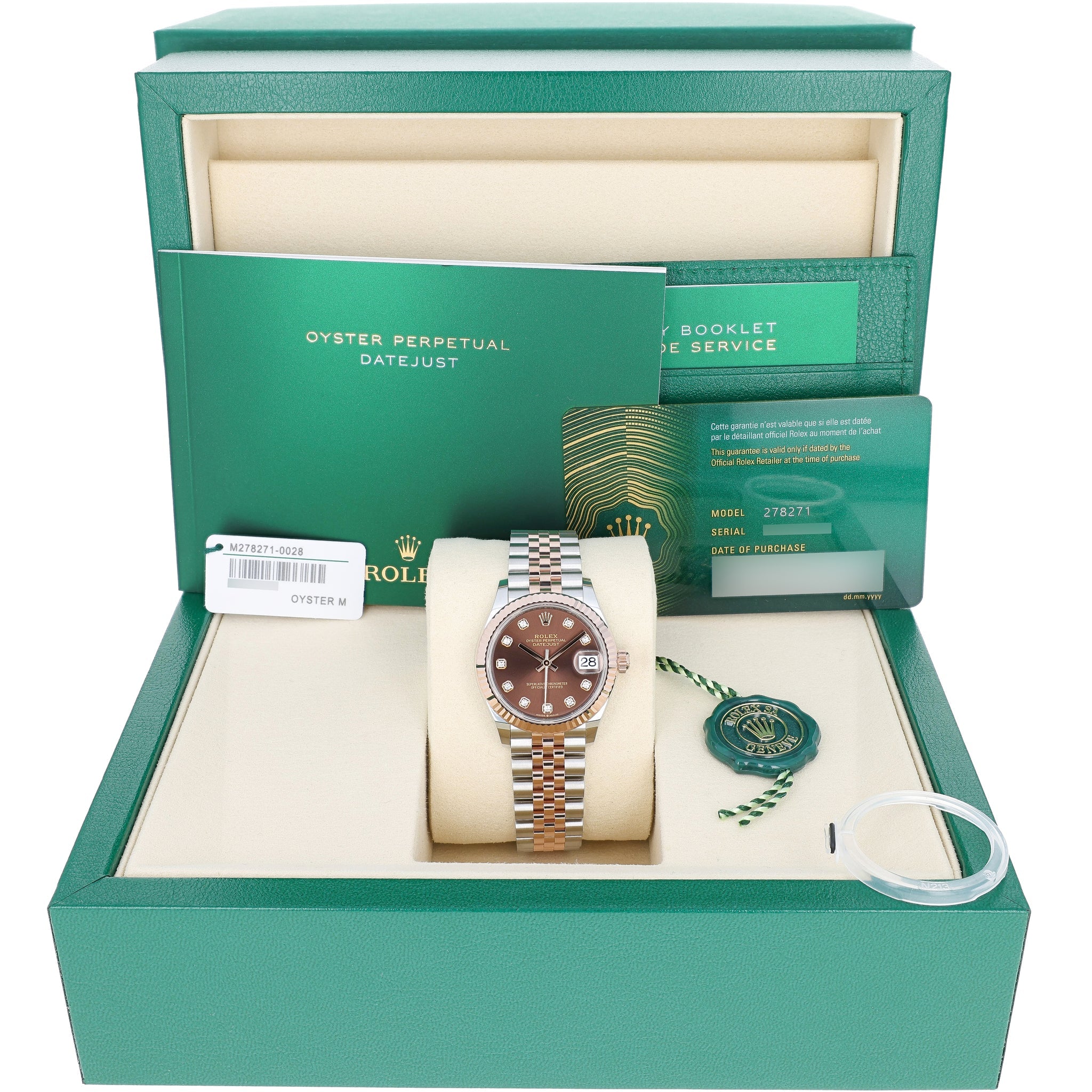 Rolex Datejust 31 mm 278271 Chocolate NEW Rose Gold & Steel Jubilee