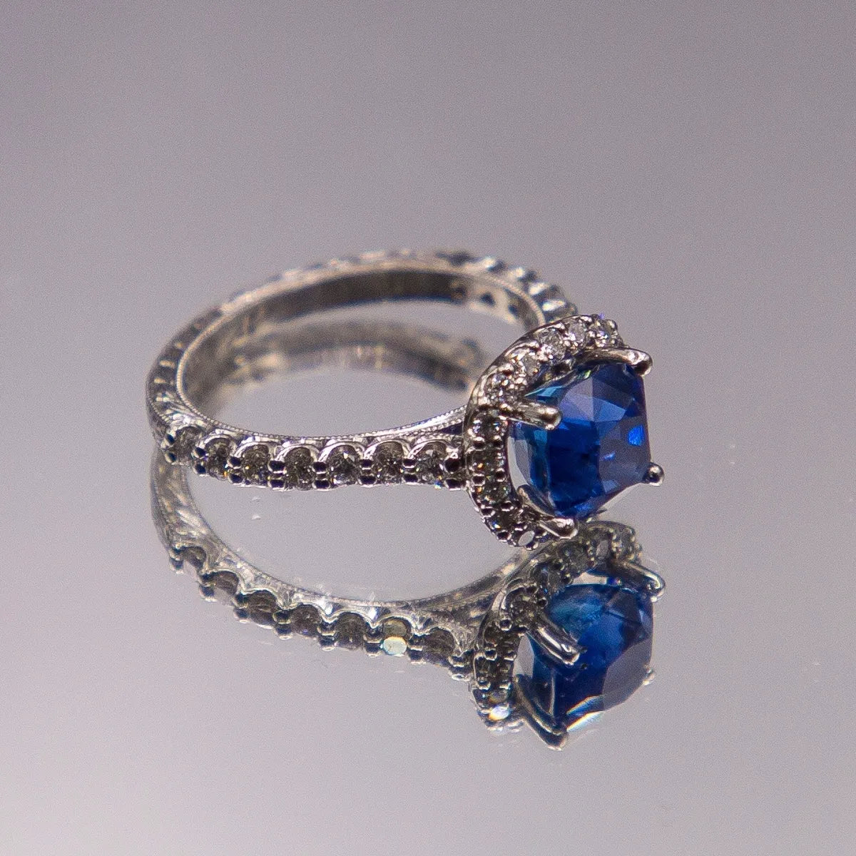 Burma No Heat 3.32 Carat Intense Blue Sapphire AGL Cert Platinum Engagement Ring