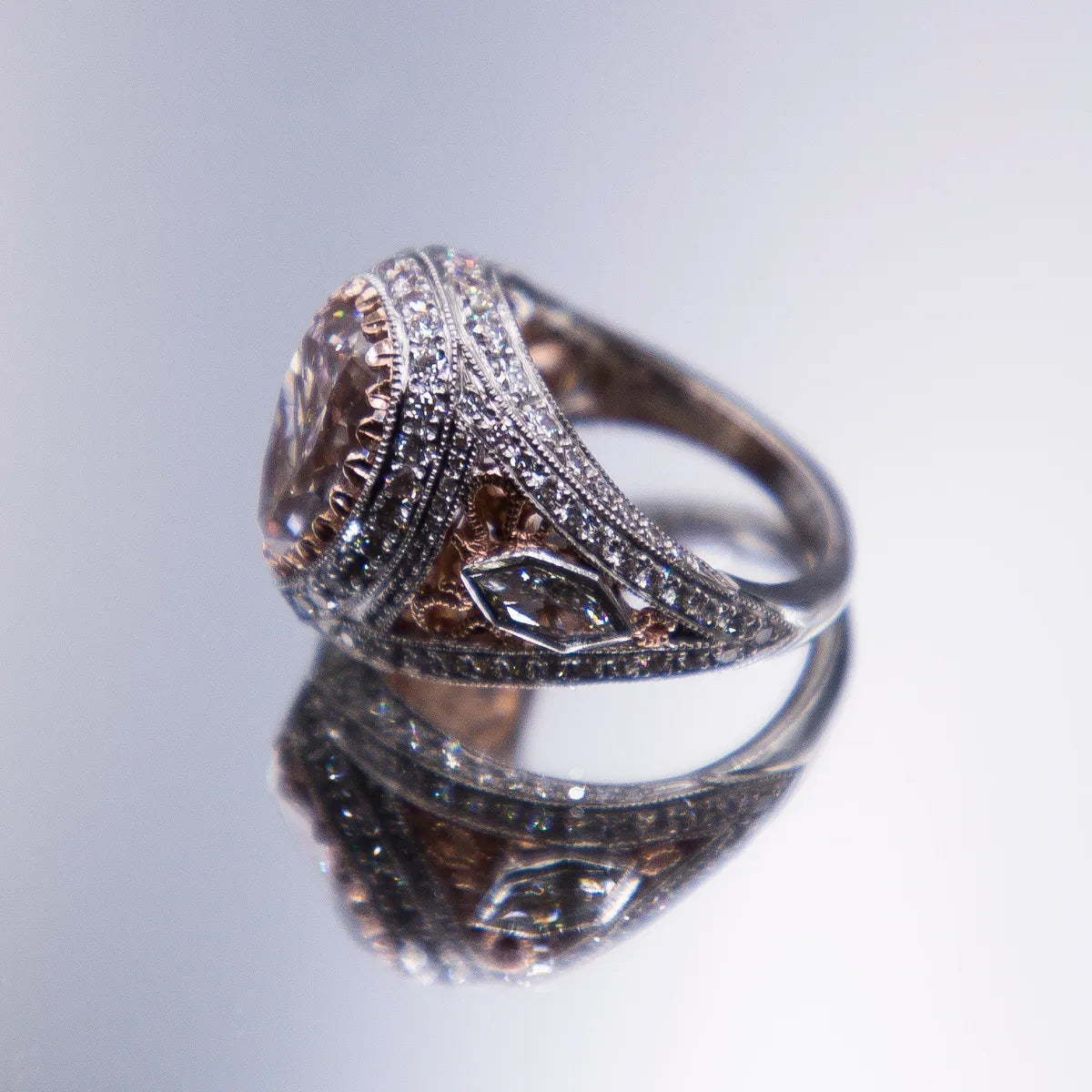 3.60 Carat GIA Cert Pink Diamond/Platinum/18k. Ring by Anthony Gerard DiMaggio