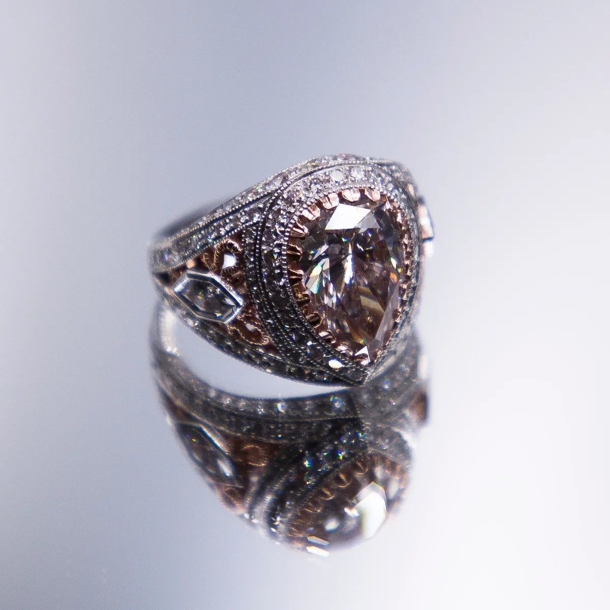 3.60 Carat GIA Cert Pink Diamond/Platinum/18k. Ring by Anthony Gerard DiMaggio