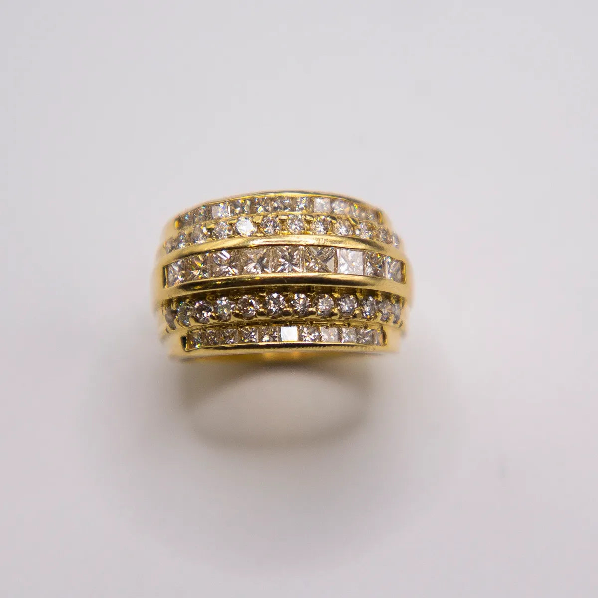 2.25 Carats Diamond 14k Multi Row Ring