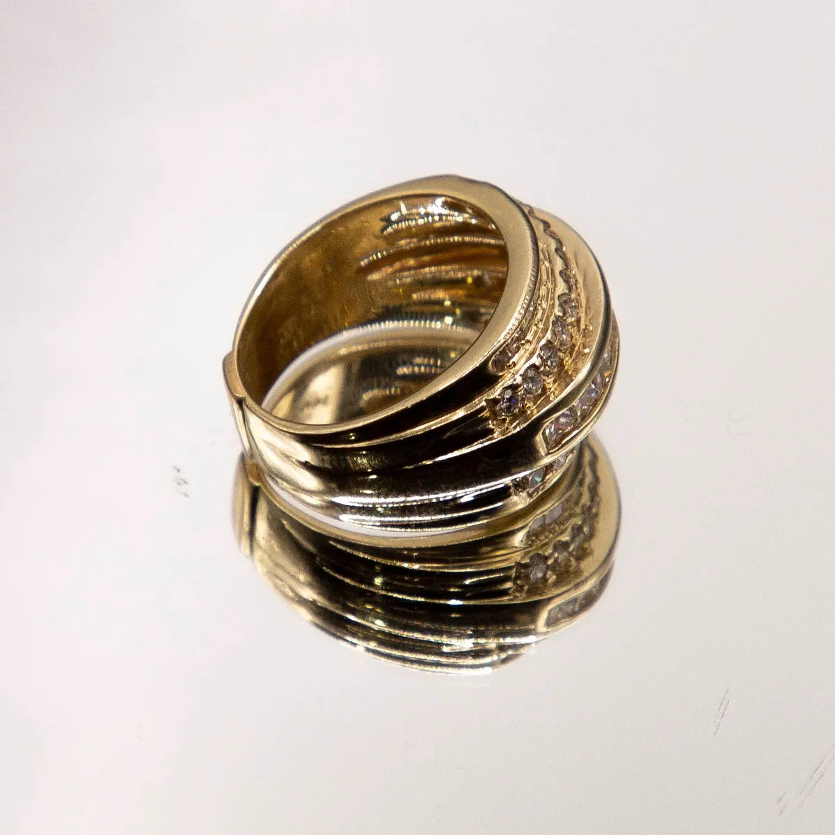 2.25 Carats Diamond 14k Multi Row Ring