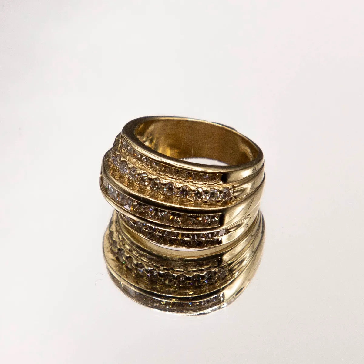 2.25 Carats Diamond 14k Multi Row Ring