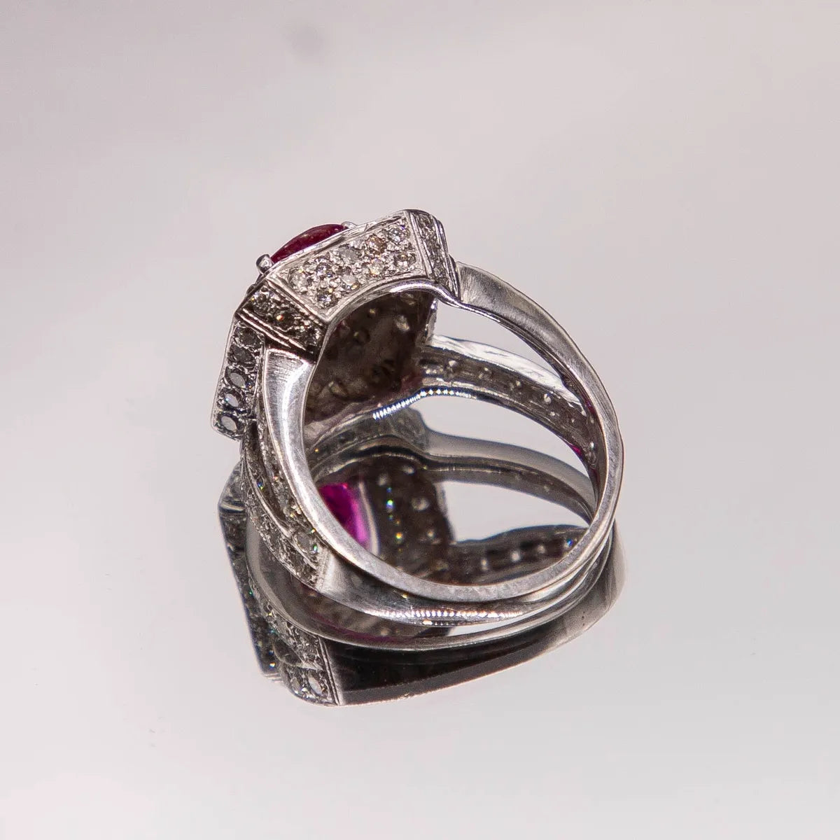 2.03ct. Oval Burma Ruby AGL Certified Fine Red/ 2.85cts. E Color Diamonds