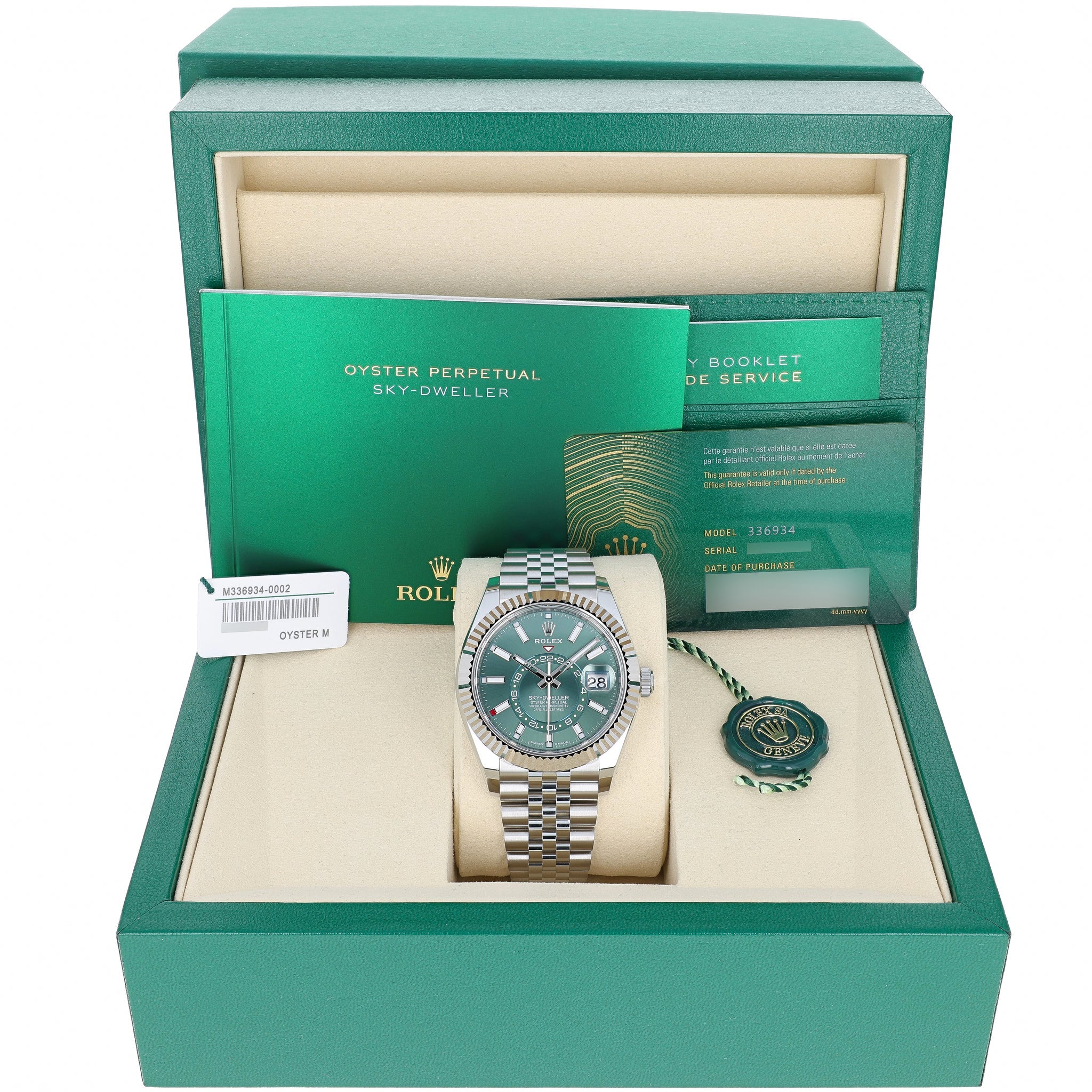 Rolex Sky-Dweller 336934 Green NEW Jubilee Steel 42 mm