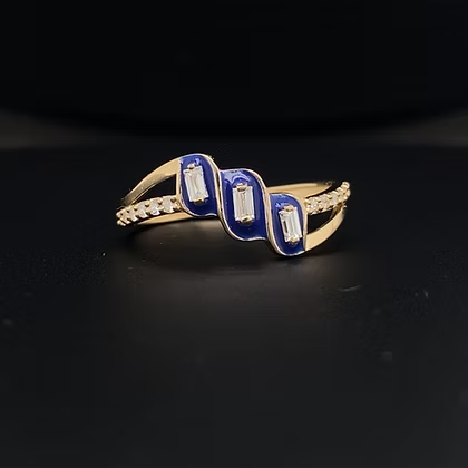 Enameled Baguette Ring