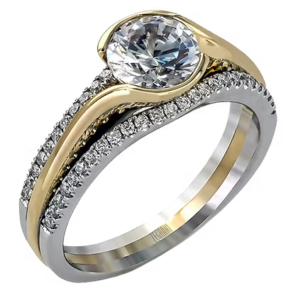 Two-Tone Gold Engagement Ring with Diamonds