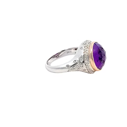 Radiant Amethyst & Diamond Fashion Ring