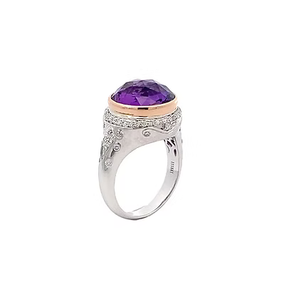 Radiant Amethyst & Diamond Fashion Ring