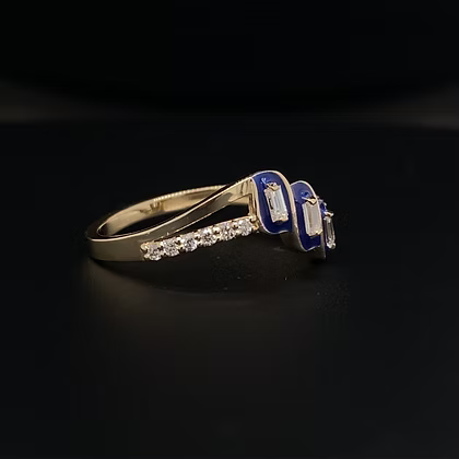 Enameled Baguette Ring
