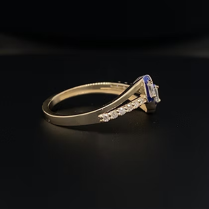 Enameled Baguette Ring
