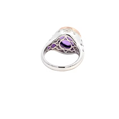 Radiant Amethyst & Diamond Fashion Ring