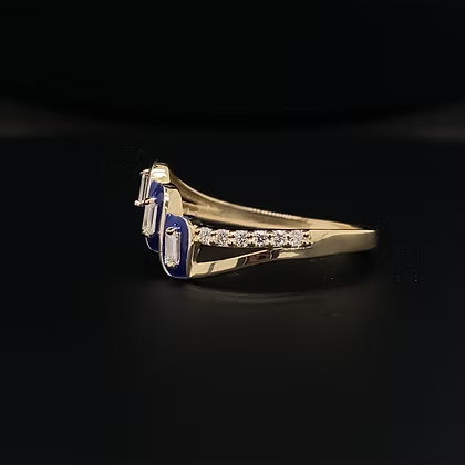 Enameled Baguette Ring