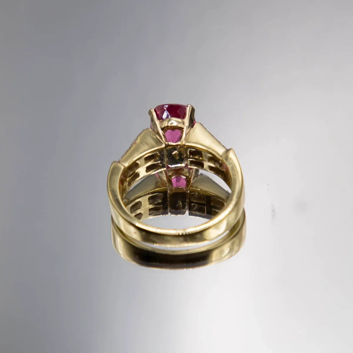 2.41 carat hot Bubble Gum Pink Tourmaline/ 1.00 carats diamonds 18k ring #J0283