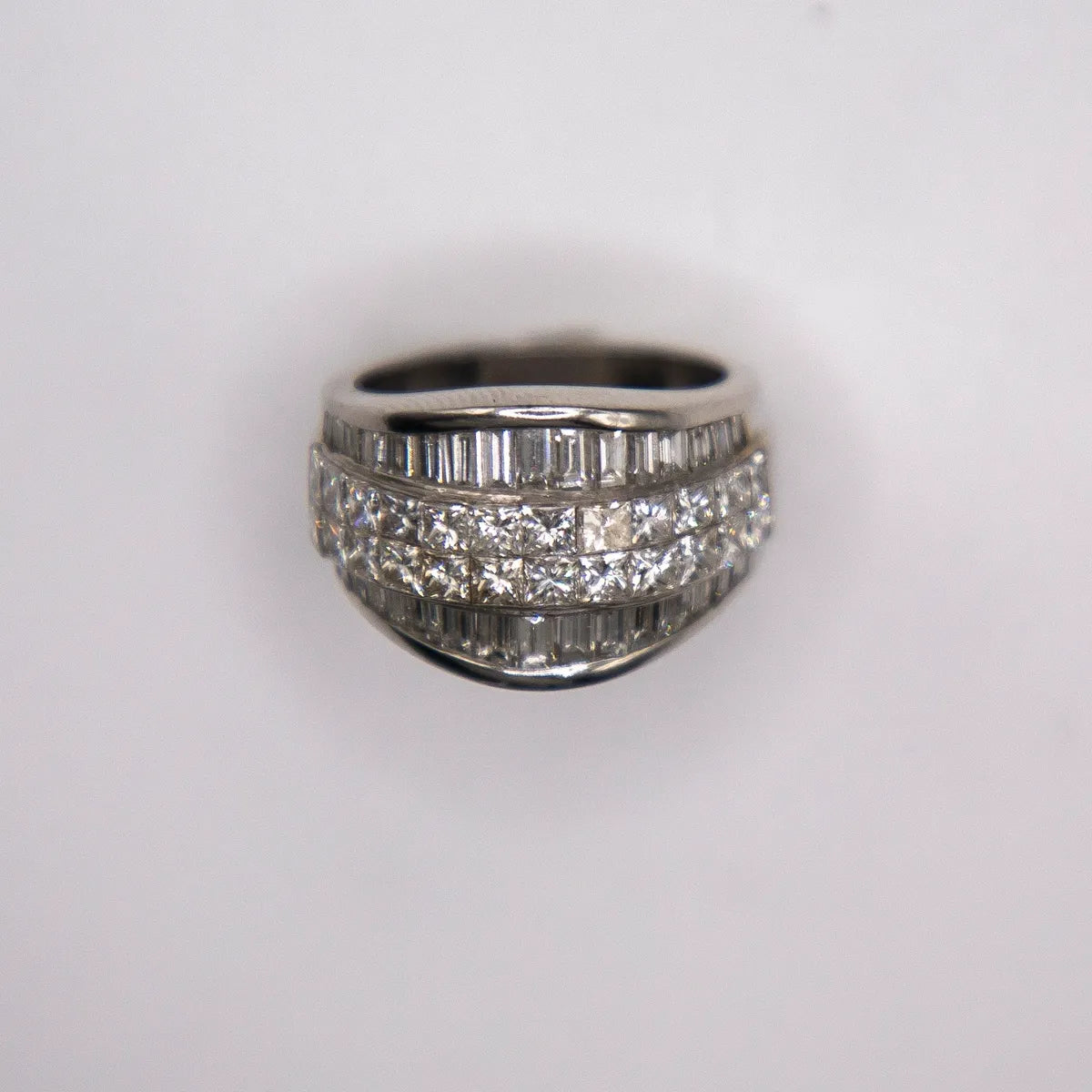 3.07 Carats.950 Platinum. Invisible-set Collection White, VVS Princess and Baguette Diamonds..