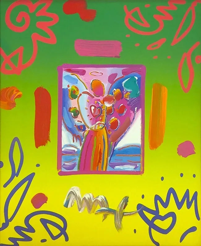 Angel With Heart Collage (Overpaint) by Peter Max