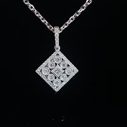 Vintage 18k square white gold pendant