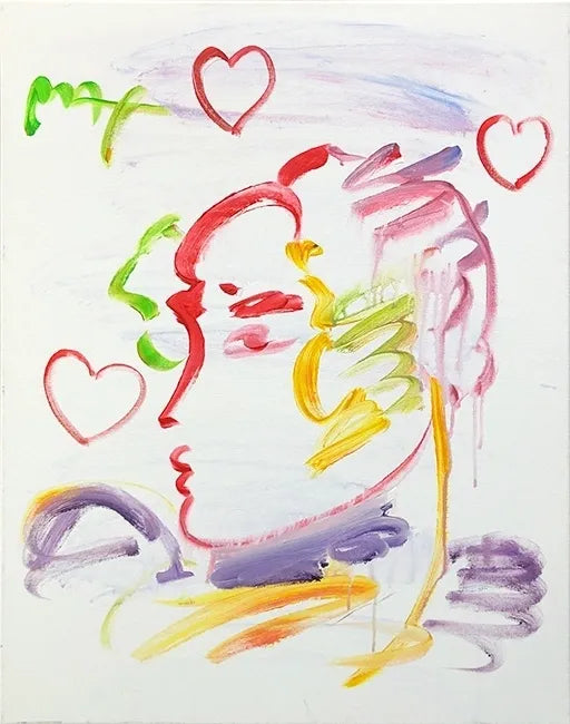 Profile Portrait (Red Hearts) by Peter Max