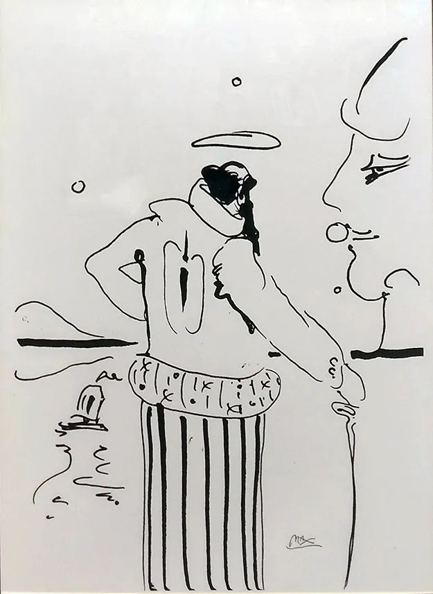 Sage With Cane (Drawing) by Peter Max