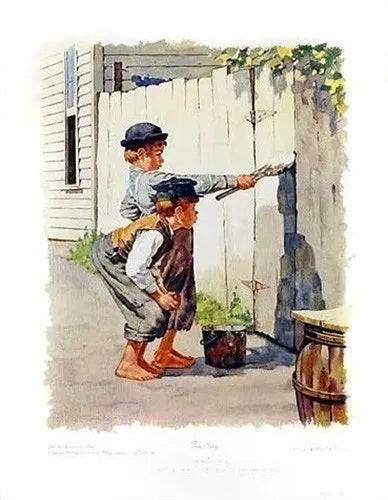 Whitewashing the Fence by Norman Rockwell