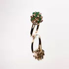 Diamond Emerald Ring 14k yellow gold 13 round Zambian emeralds