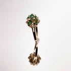 Diamond Emerald Ring 14k yellow gold 13 round Zambian emeralds