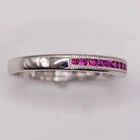 14k White Gold Band with Channel-Set Rubies 0.25 Carats