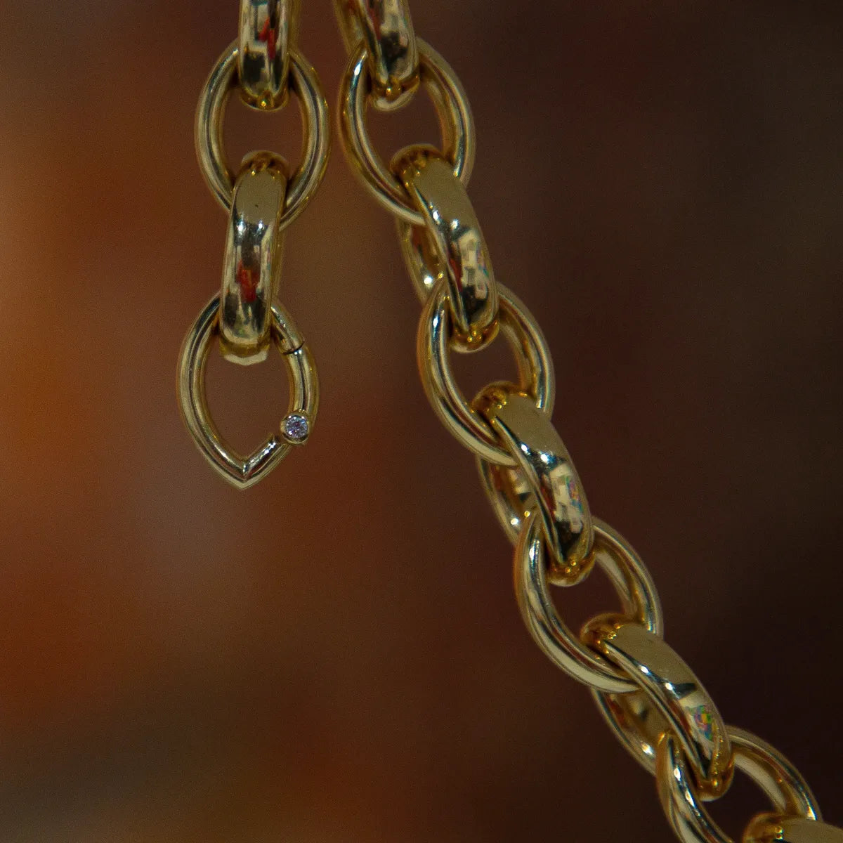 Diamond 18k Yellow Gold with White Gold Pave' Link Necklace #J0613