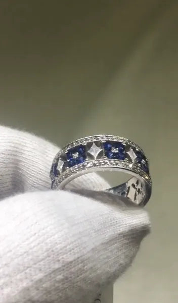 Diamond Sapphire Eternity band #J0423
