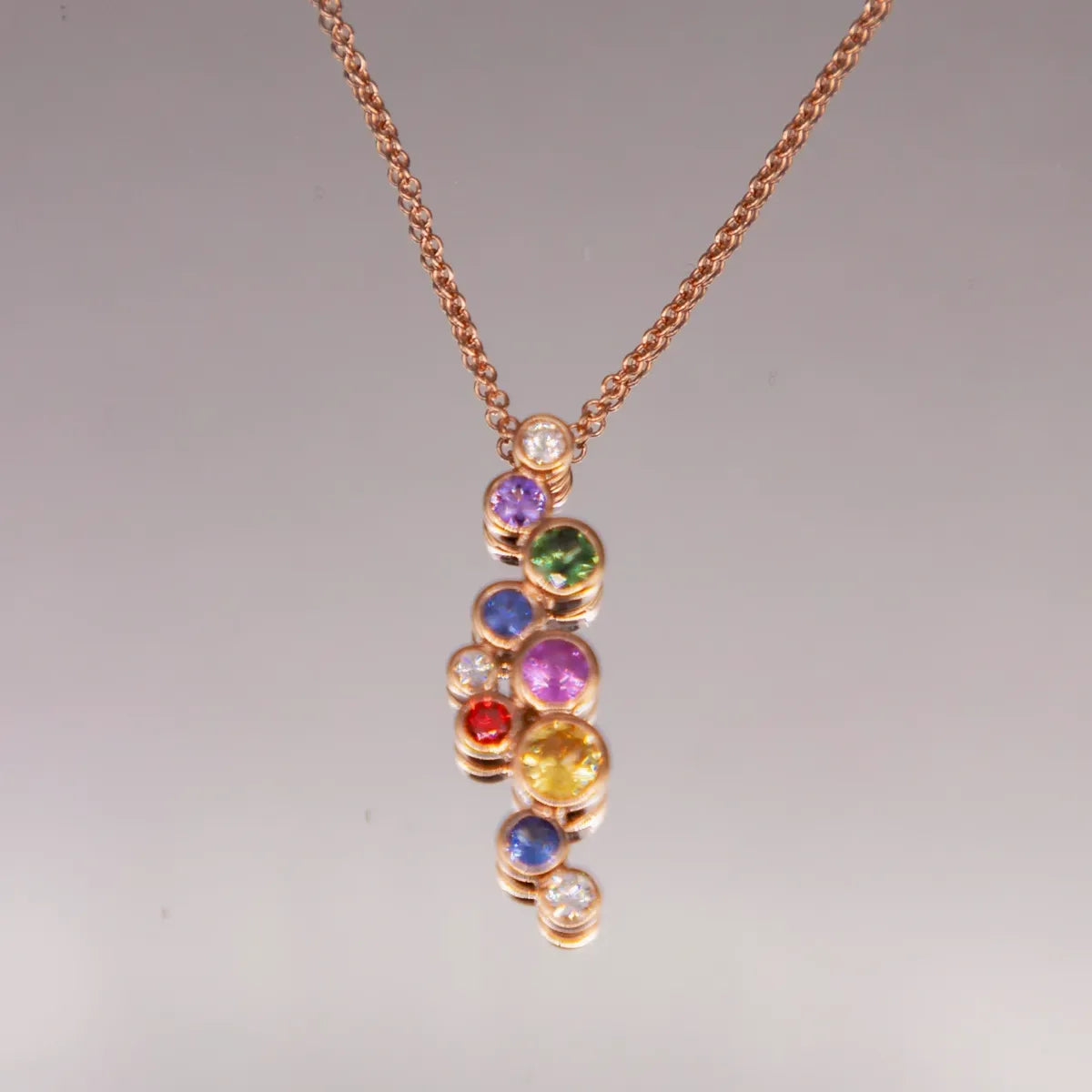Rose Gold Multi-Gem Diamond Pendant