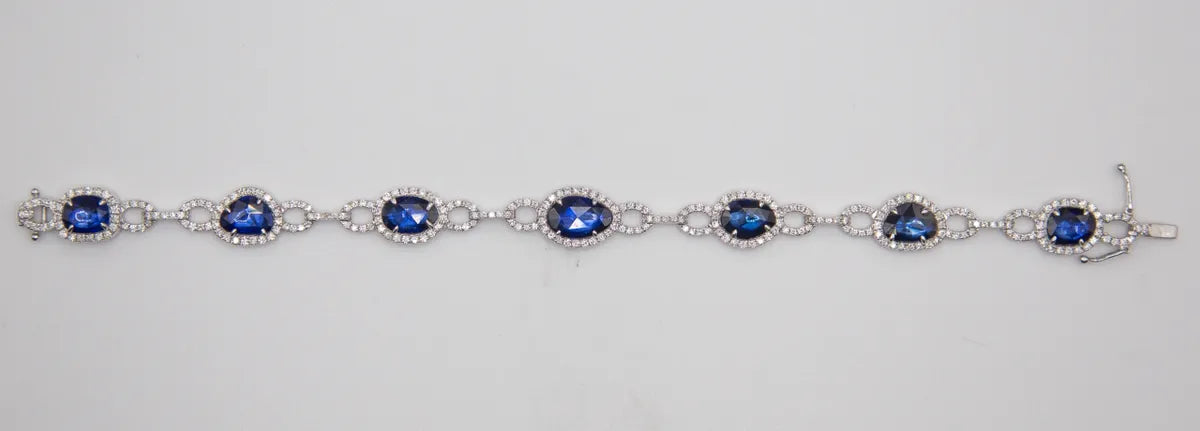 18k White Gold Sapphire Diamond Bracelet