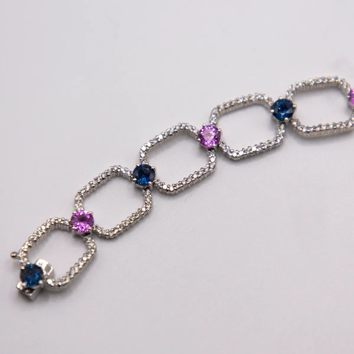 White Gold Sapphire Diamond Bracelet
