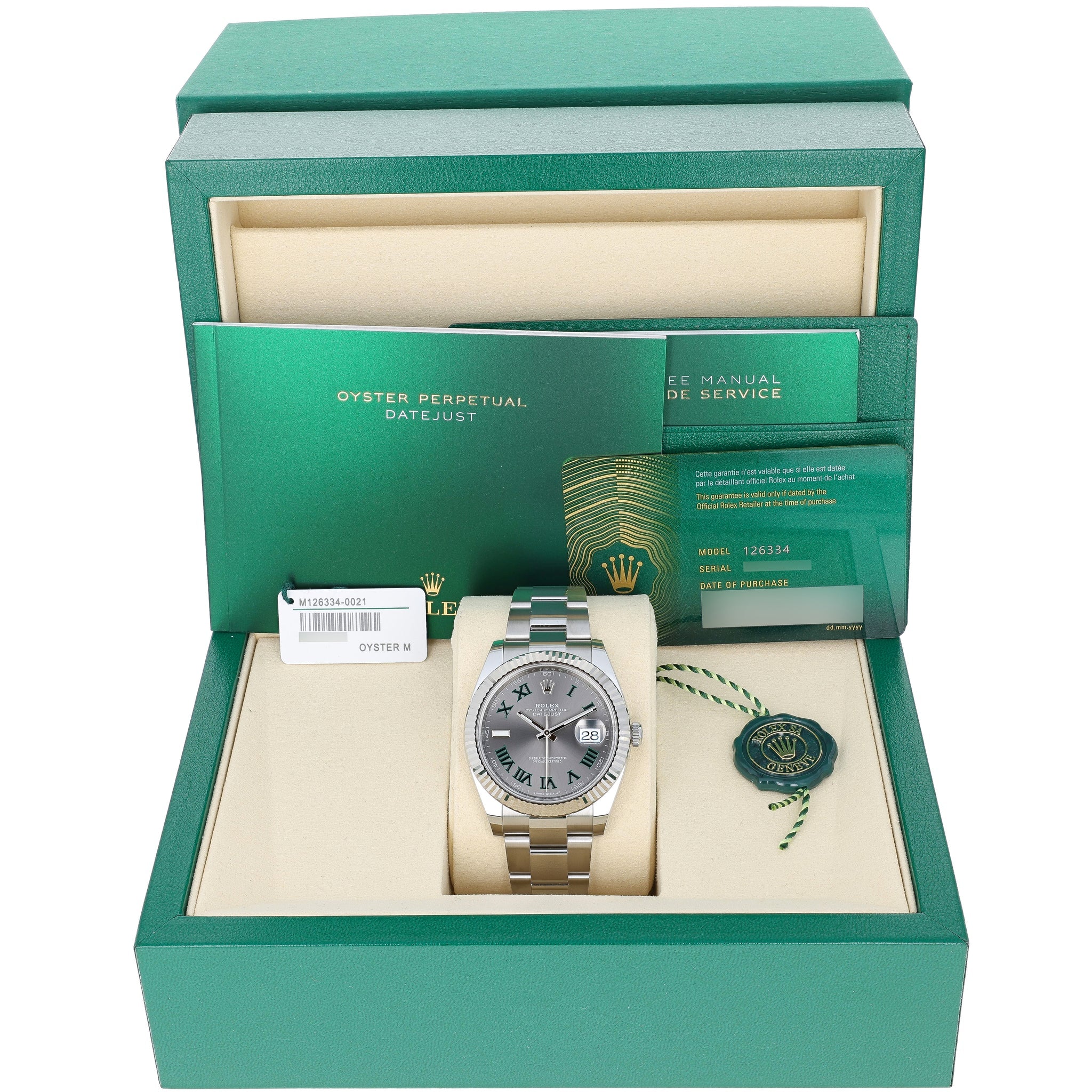 Rolex Datejust 41 mm 126334 NEW 2025  Slate Roman Wimbledon Oyster Steel