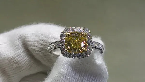 Fancy Yellow Diamond 18k White Gold Ring #J0763