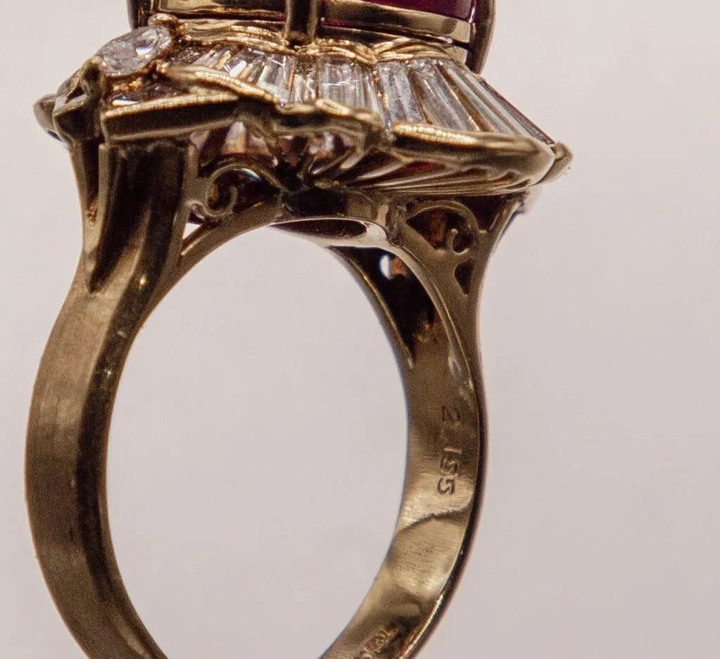 10.02 Carat Rubellite /18k Yellow Gold 2.31 Carats Fine Diamonds Cocktail Ring