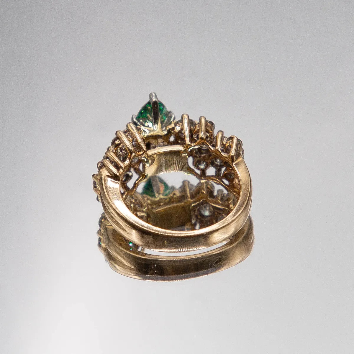 14k Wedding Ring W/ Teal Green Marquise Diamond/Round Diamonds /Total 3.09cts