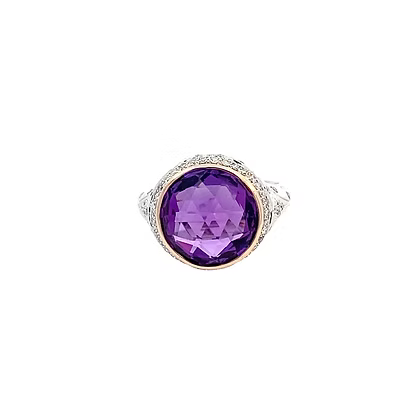 Radiant Amethyst & Diamond Fashion Ring