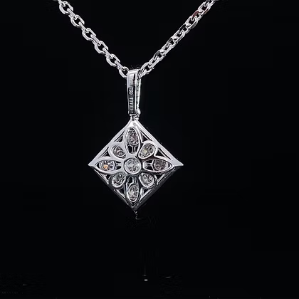 Vintage 18k square white gold pendant